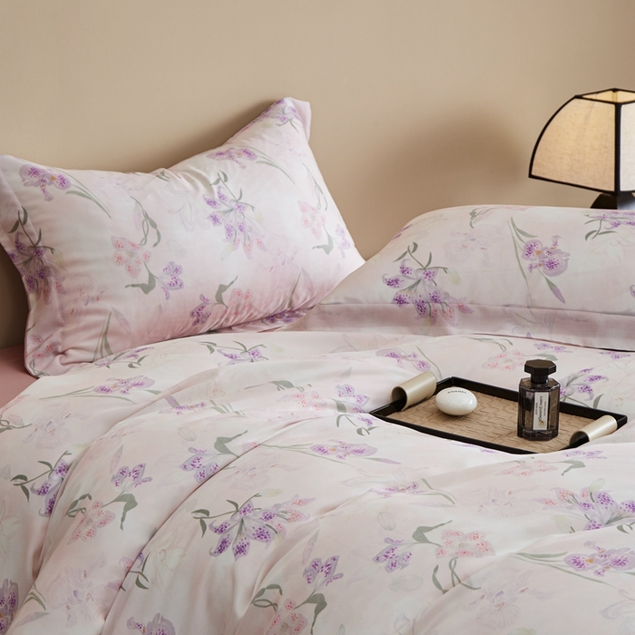 91家纺网 家纺一手货源 找家纺 顾家家居 2026新款莱塞尔兰精天丝印花四件套 茹伊