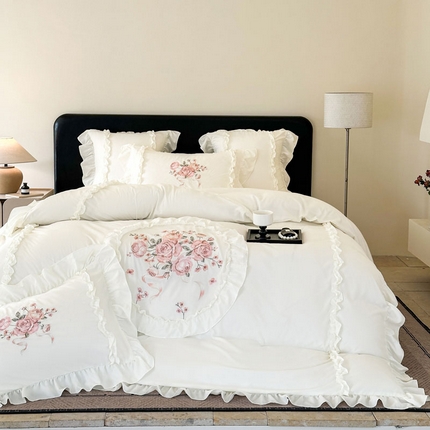 米可 2025新款云朵棉绣花工艺款四件套-伊甸园 伊甸园-白