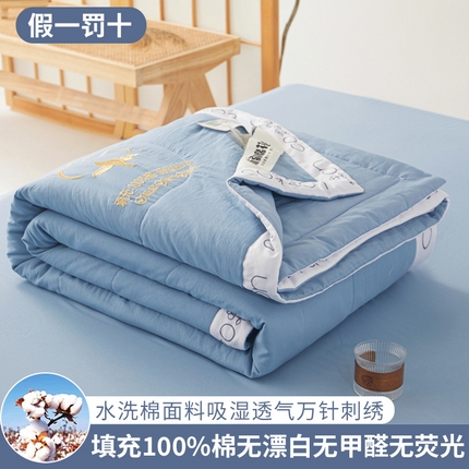 91家纺网 家纺一手货源 找家纺 （总） 2025新款A类100%新疆棉花夏凉被纯棉全棉填充毛巾绣绣花纯色双拼原棉空调被夏被