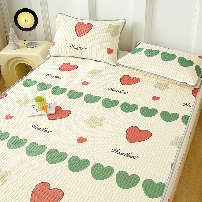 91家纺网 家纺一手货源 找家纺 伊人坊 2025新款A类凉感丝乳胶床笠凉席三件套 彩色心情