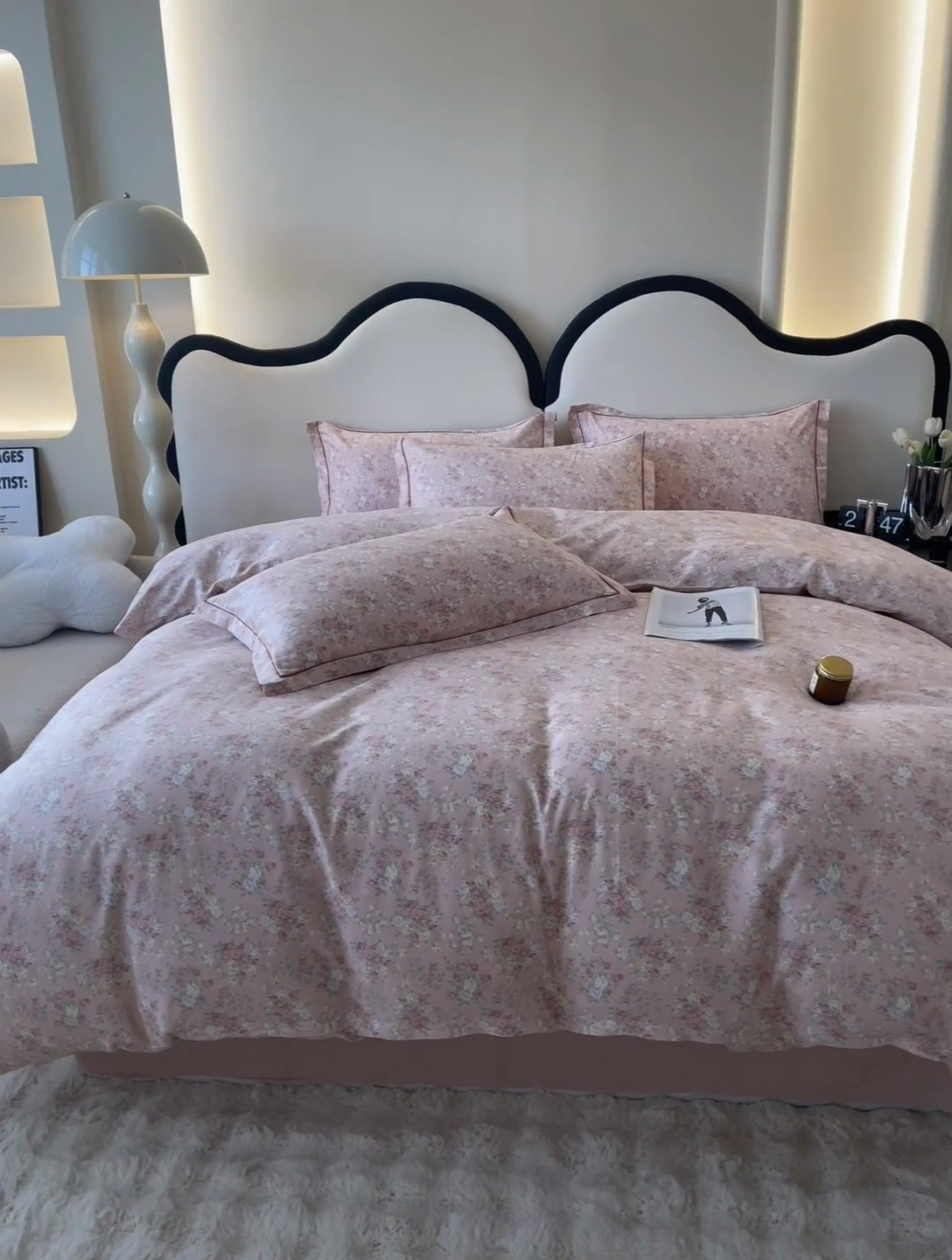 91家纺网 家纺一手货源 找家纺 首爱家纺 2025新款全棉四件套小清新人字纹四件套纯棉四件套 初晴花语