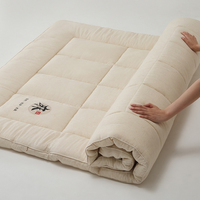 91家纺网 家纺一手货源 找家纺 （总）良品汇馆 日式无印亚麻床垫良品A类5公分保暖垫子大豆纤维床垫床褥加厚立体