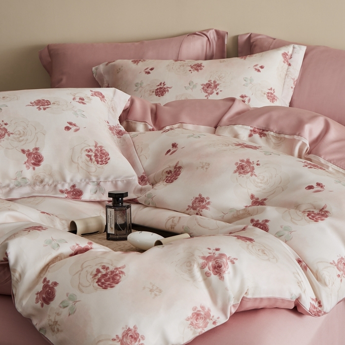 91家纺网 家纺一手货源 找家纺 顾家家居 2025新款莱塞尔兰精天丝印花四件套 尤里