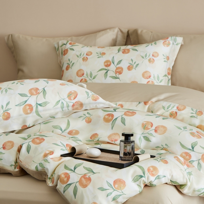 91家纺网 家纺一手货源 找家纺 顾家家居 2026新款莱塞尔兰精天丝印花四件套 茉妍