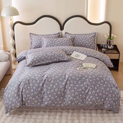 91家纺网 家纺一手货源 找家纺 （总）首爱家纺 2025新款全棉四件套小清新人字纹四件套纯棉四件套