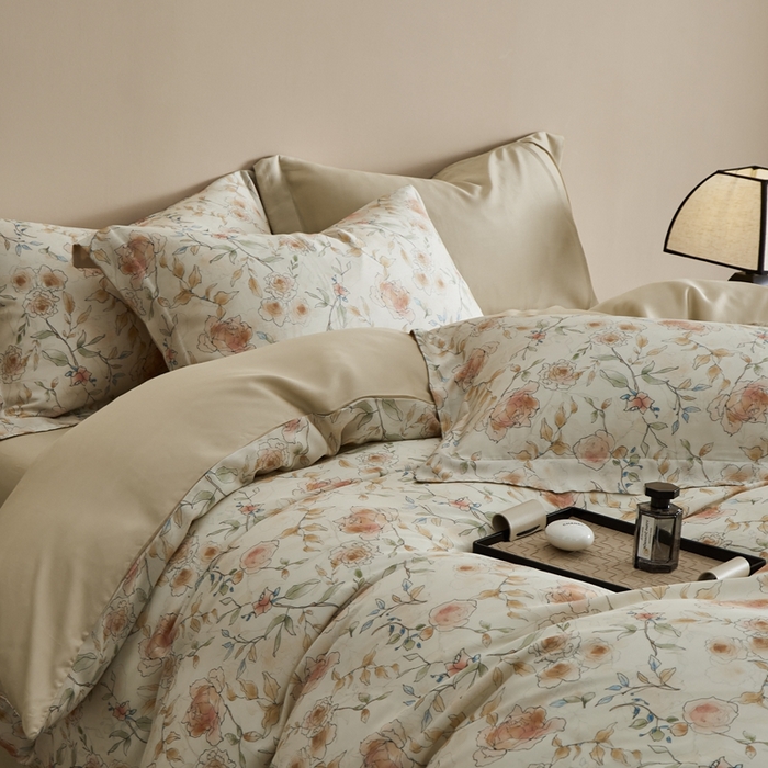 91家纺网 家纺一手货源 找家纺 顾家家居 2026新款莱塞尔兰精天丝印花四件套 米丽