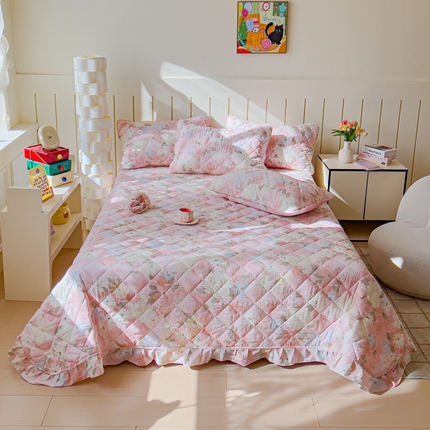 91家纺网 家纺一手货源 找家纺 （总）U品汇 2025新品A类全棉夹棉床盖纯棉100%棉绗缝三件套炕垫褥子13372