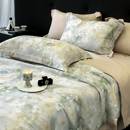 立奥被业 2025新款雪纺纱夏被超柔数码印花夏被雪纺夏凉被 复古花海-米灰