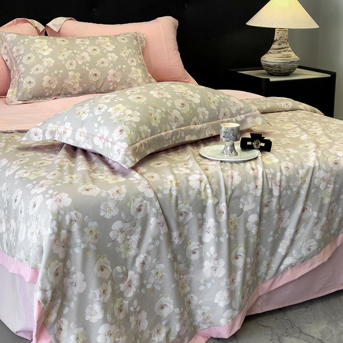 91家纺网 家纺一手货源 找家纺 立奥被业 2025新款雪纺纱夏被超柔数码印花夏被雪纺夏凉被 杏芙里-水粉