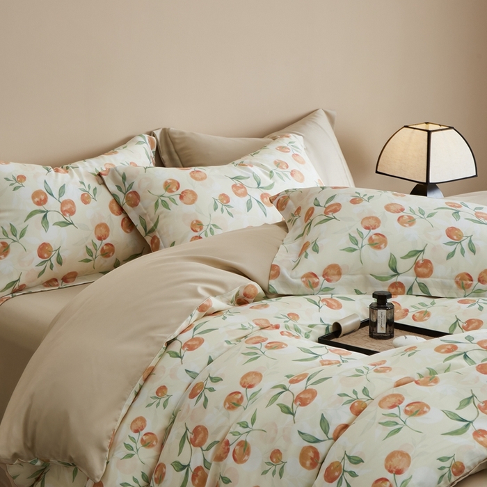 91家纺网 家纺一手货源 找家纺 顾家家居 2026新款莱塞尔兰精天丝印花四件套 茉妍