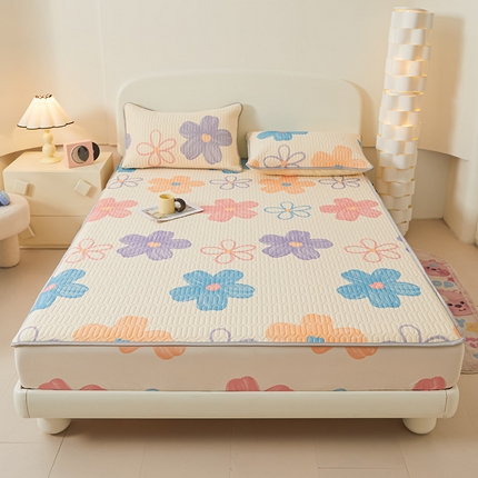 伊人坊 2025新款A类凉感丝乳胶床笠凉席三件套 缤纷花季