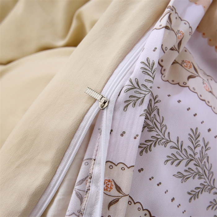 91家纺网 家纺一手货源 找家纺 织写 2025新款A类双层纱针织棉四件套床单四件套床单四件套小清新四件套 初享时光-咖