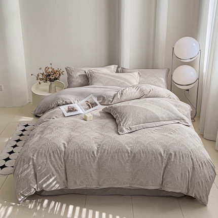 91家纺网 家纺一手货源 找家纺 卡普二店 2025新款A类轻奢双层纱提花四件套摇钱树系列 摇钱树（浅灰）