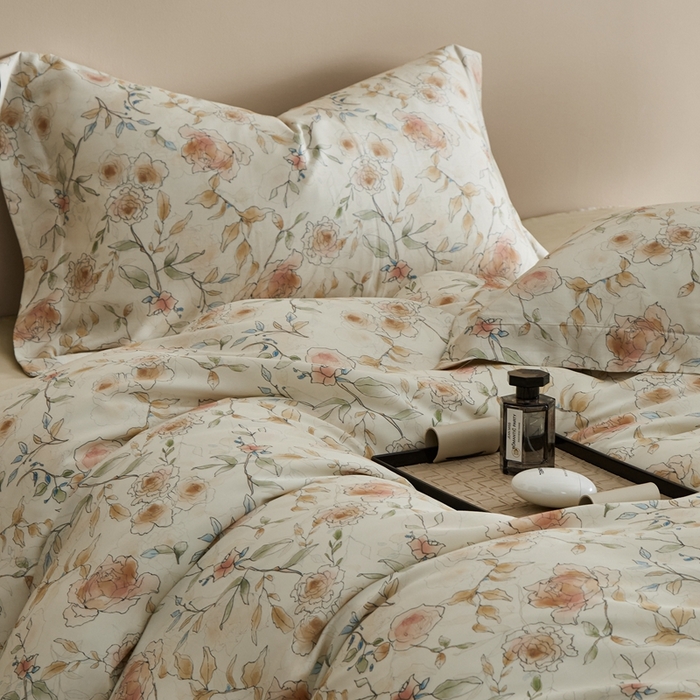 91家纺网 家纺一手货源 找家纺 顾家家居 2026新款莱塞尔兰精天丝印花四件套 米丽