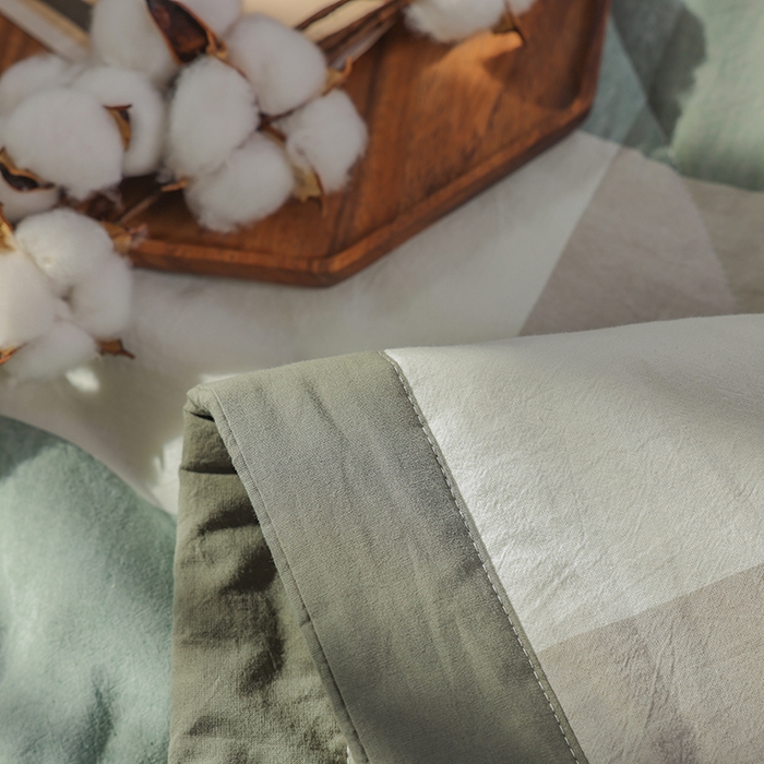 91家纺网 家纺一手货源 找家纺 柠萌家居 2025新款全棉色织水洗棉棉花夏被四件套里外全棉 夏凉被被子被芯 绿大格