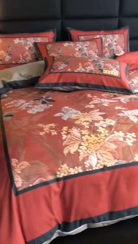 91家纺网 家纺一手货源 找家纺 花沐 2025新款轻奢潮牌亲肤棉纯棉四件套 红古花