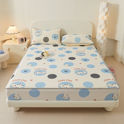 91家纺网 家纺一手货源 找家纺 （总）伊人坊 2025新款A类凉感丝乳胶床笠凉席三件套