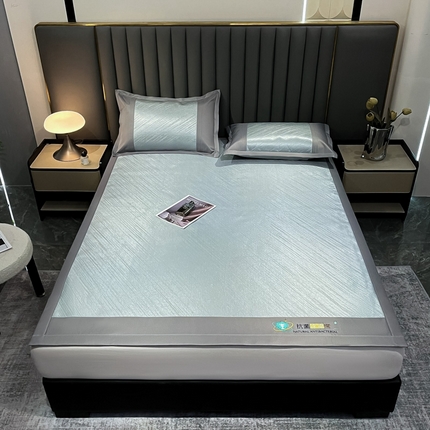 航途席业 2025新款提花冰丝席床席 流星雨-灰