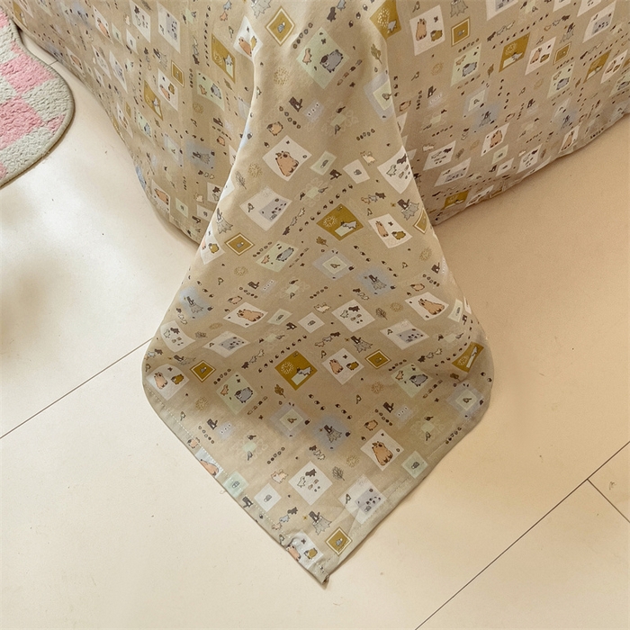 91家纺网 家纺一手货源 找家纺 名兮-2025新款全棉双层纱床单 双层纱-波波乐园