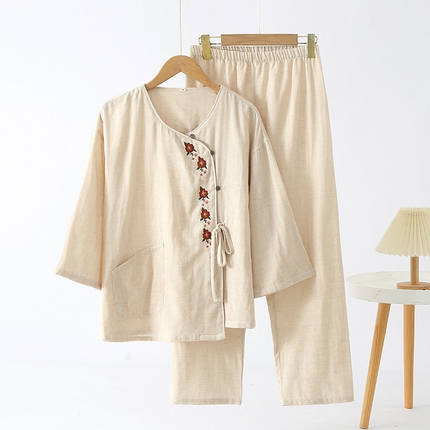 91家纺网 家纺一手货源 找家纺 （总）洛兰沙家居馆【只代发】【只代发】 简约印花睡衣女春夏季宽松休闲家居服