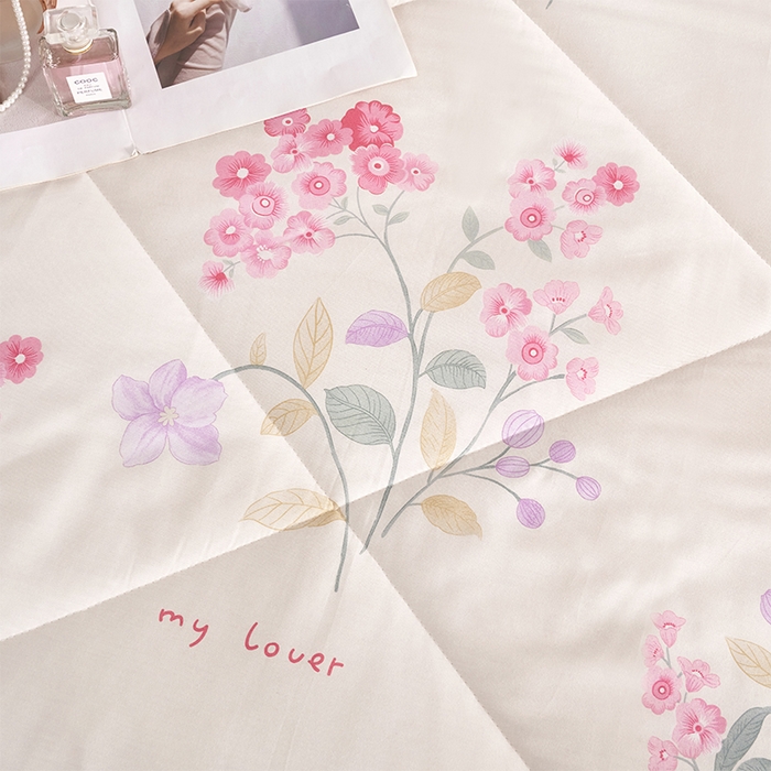 91家纺网 家纺一手货源 找家纺 羽梦家纺 2025新款新疆棉花全棉夏凉被被子被芯 浅花悠悠