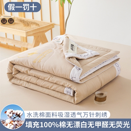 91家纺网 家纺一手货源 找家纺 （总） 2025新款A类100%新疆棉花夏凉被纯棉全棉填充毛巾绣绣花纯色双拼原棉空调被夏被