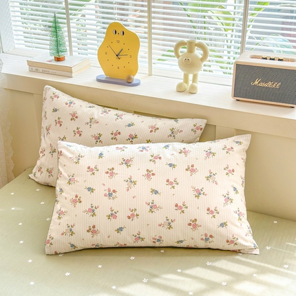 91家纺网 家纺一手货源 找家纺 （总）清雅福2025新款喷气全棉印花13372小清新四件套及单品-单枕套