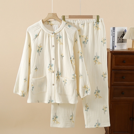91家纺网 家纺一手货源 找家纺 （总）洛兰沙家居馆【只代发】【只代发】 简约印花睡衣女春夏季宽松休闲家居服