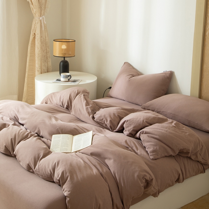 91家纺网 家纺一手货源 找家纺 梦可莱家居 2025春夏新品全棉针织棉纯色系列 蔷薇