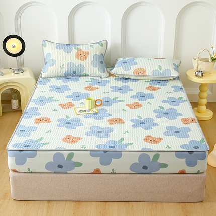 91家纺网 家纺一手货源 找家纺 （总）伊人坊 2025新款A类凉感丝乳胶床笠凉席三件套