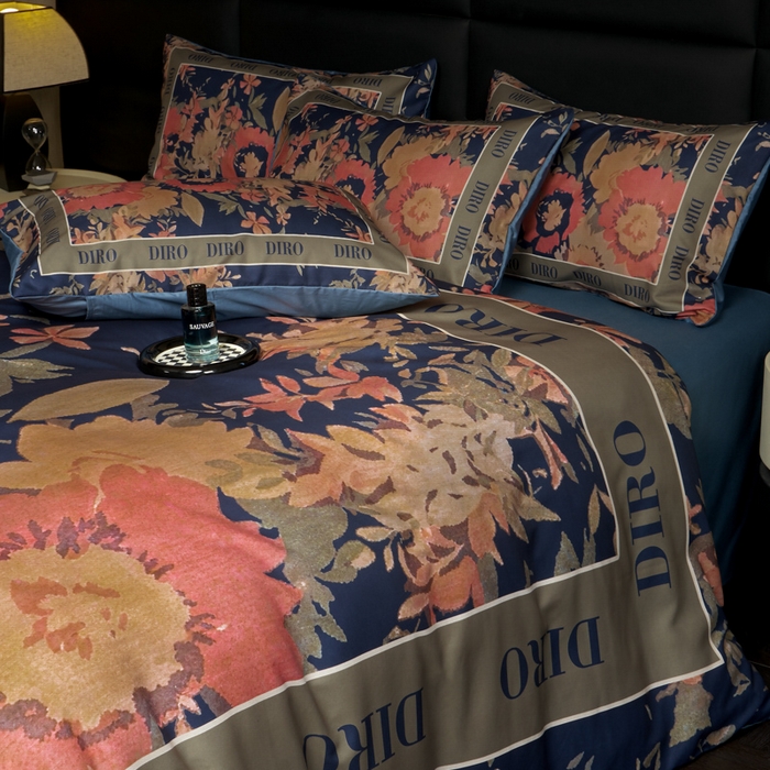 91家纺网 家纺一手货源 找家纺 花沐 2025新款轻奢潮牌亲肤棉纯棉四件套 花迪