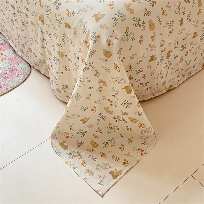 91家纺网 家纺一手货源 找家纺 名兮-2025新款全棉双层纱床单 双层纱-乖乖兔