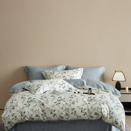 顾家家居 2025新款莱塞尔兰精天丝印花四件套 幽兰