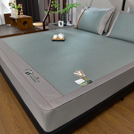 91家纺网 家纺一手货源 找家纺 （总）小牛席业 2025新款加厚款-经典熊猫冰藤席（床笠款））凉席藤席冰藤席竹席空调席草席冰丝席豆豆席乳胶席三件套