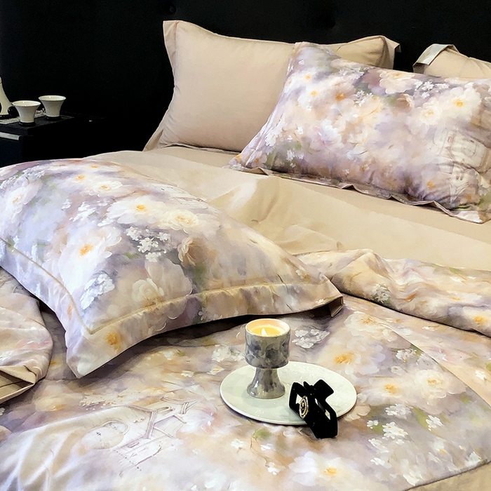 91家纺网 家纺一手货源 找家纺 立奥被业 2025新款雪纺纱夏被超柔数码印花夏被雪纺夏凉被 复古花海-浅紫