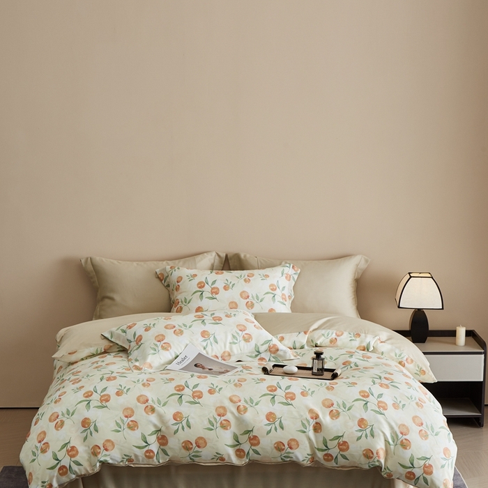 91家纺网 家纺一手货源 找家纺 顾家家居 2026新款莱塞尔兰精天丝印花四件套 茉妍