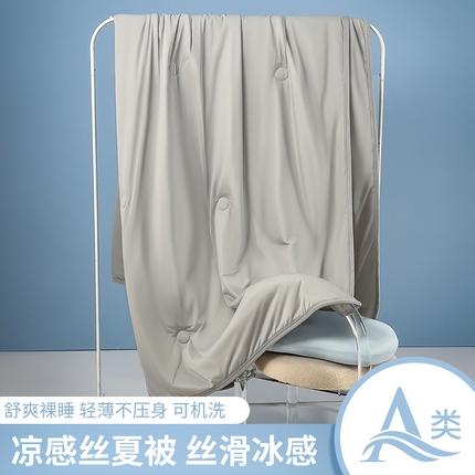 91家纺网 家纺一手货源 找家纺 世纪绒品 2025新款A类日本凉感科技冰淇淋云母凉感丝夏被 冰川浅灰