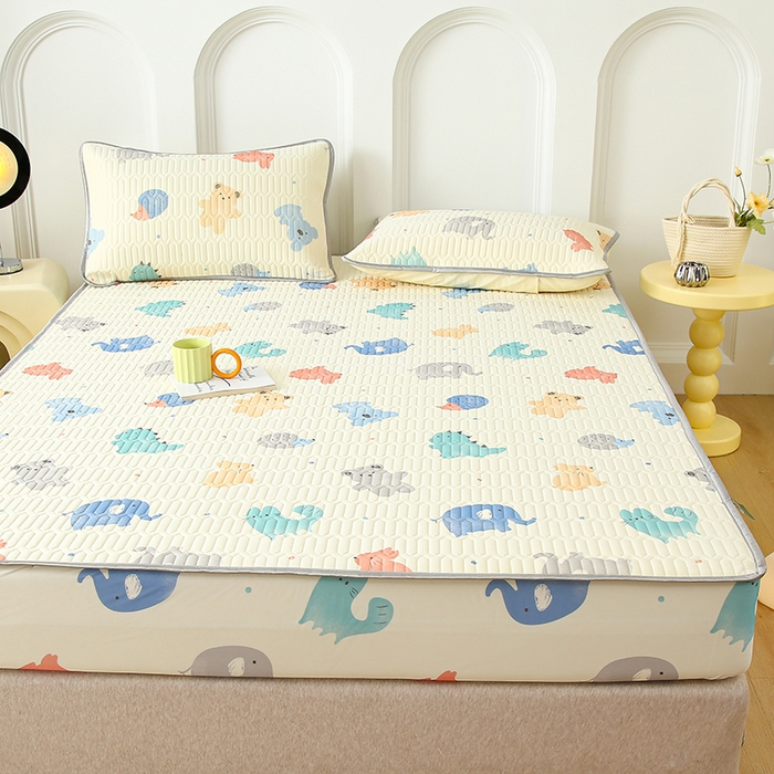 91家纺网 家纺一手货源 找家纺 伊人坊 2025新款A类凉感丝乳胶床笠凉席三件套 动物园