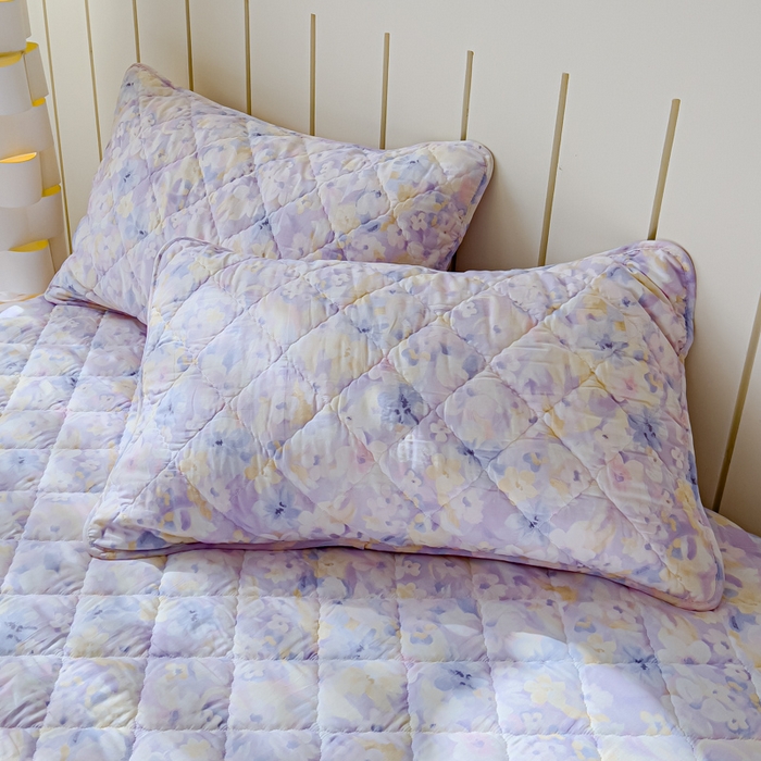 91家纺网 家纺一手货源 找家纺 U品汇 2025新品A类全棉夹棉床盖纯棉100%棉绗缝三件套炕垫褥子13372 G香颂蝶舞