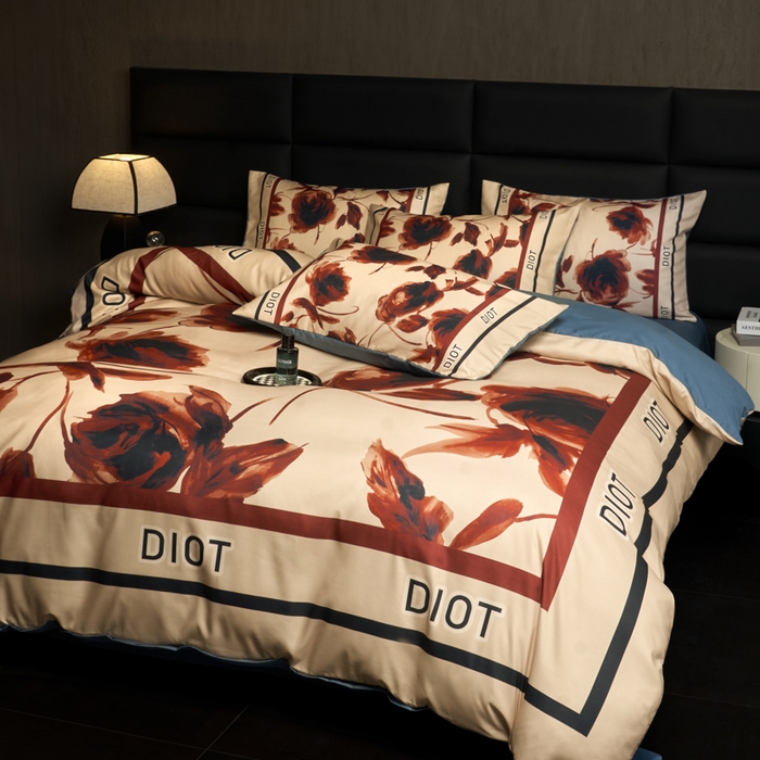 91家纺网 家纺一手货源 找家纺 花沐 2025新款轻奢潮牌亲肤棉纯棉四件套 赤迪