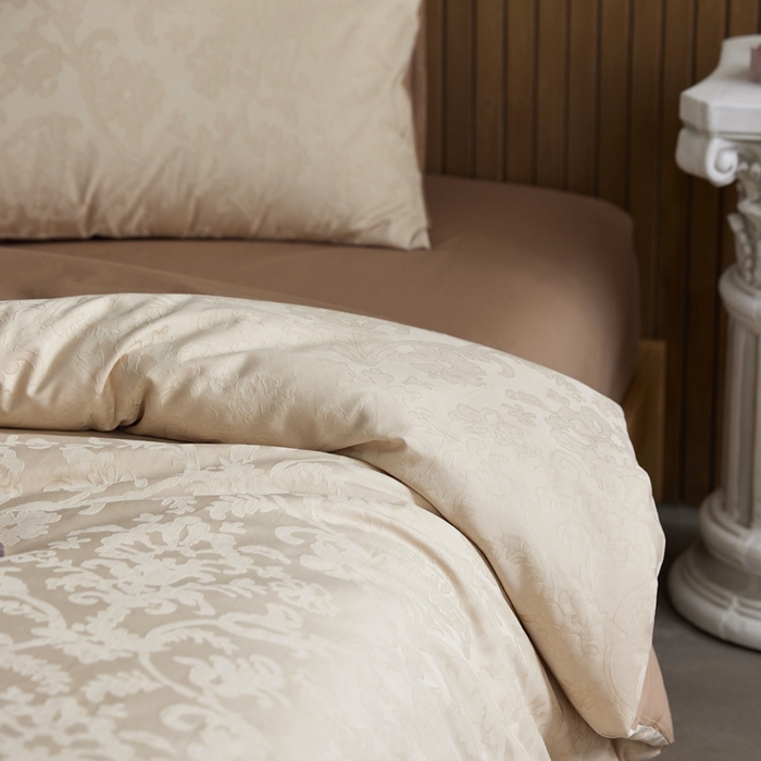 91家纺网 家纺一手货源 找家纺 安莱生活 2025全棉浮雕提花四件套-科林斯系列 科林斯-米卡其