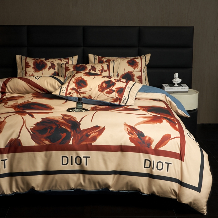 91家纺网 家纺一手货源 找家纺 花沐 2025新款轻奢潮牌亲肤棉纯棉四件套 赤迪