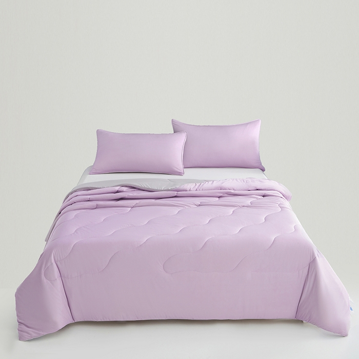 91家纺网 家纺一手货源 找家纺 米米儿家纺 2025新款跨境电商凉感丝夏被西瓜空调被 丁香紫灰