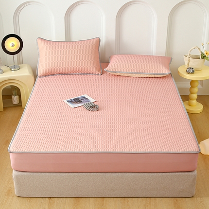 伊人坊 2025新款A类凉感丝乳胶床笠凉席三件套 甜心粉