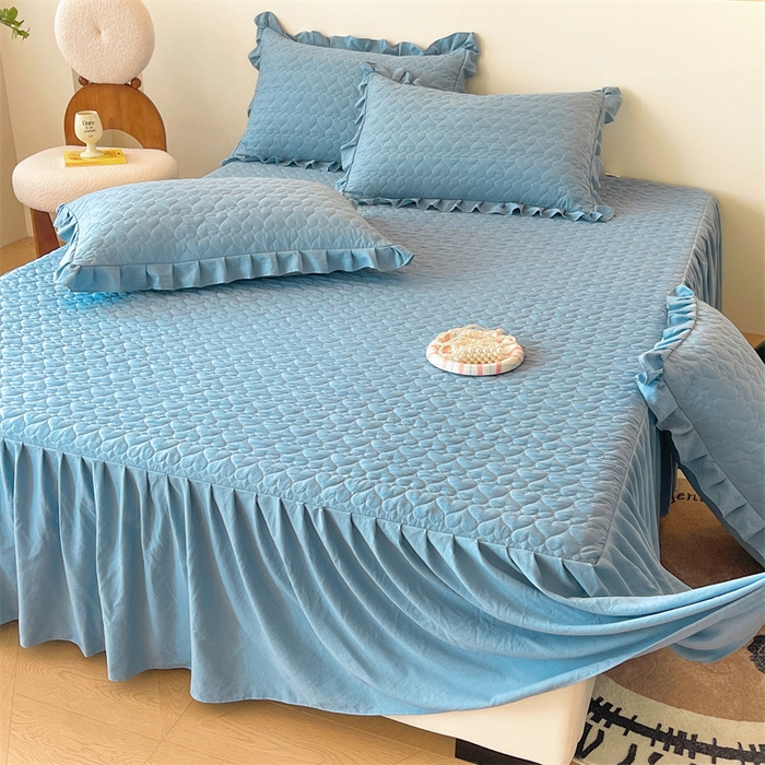 91家纺网 家纺一手货源 找家纺 （总）屹成家纺 2024新款水洗棉床笠款床裙花语系列