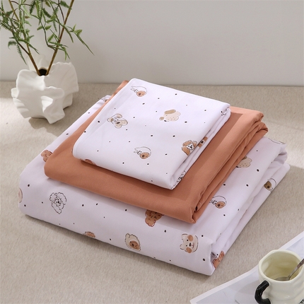 91家纺网 家纺一手货源 找家纺 织写 2025新款A类双层纱针织棉四件套床单四件套床单四件套小清新四件套 狗狗家族