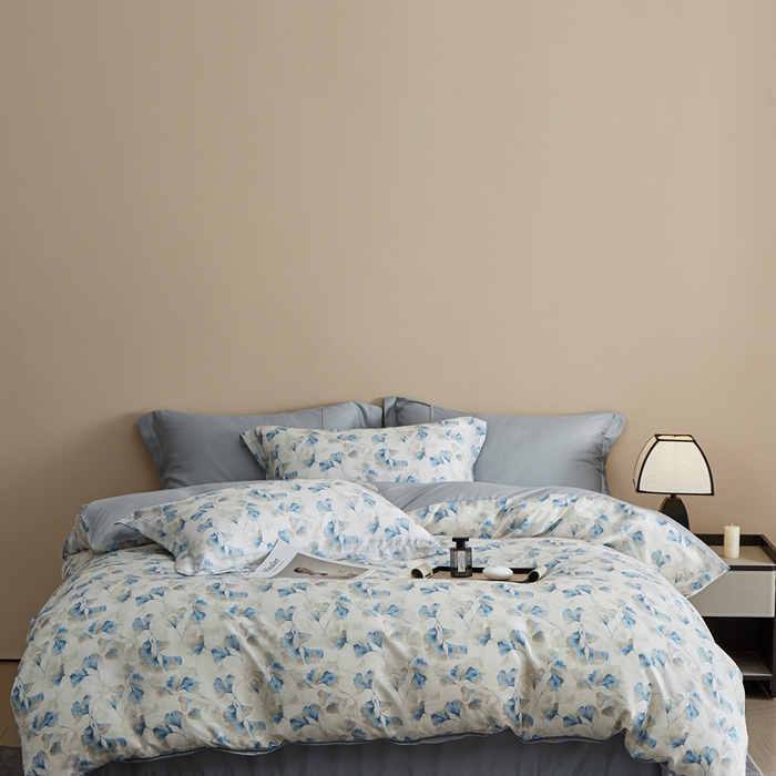 91家纺网 家纺一手货源 找家纺 顾家家居 2025新款莱塞尔兰精天丝印花四件套 玥瑶