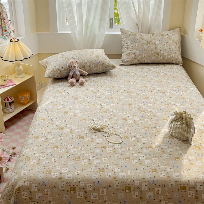 91家纺网 家纺一手货源 找家纺 名兮-2025新款全棉双层纱床单 双层纱-波波乐园