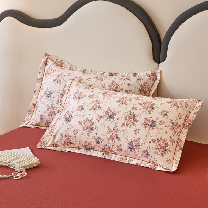 91家纺网 家纺一手货源 找家纺 首爱家纺 2025新款全棉四件套小清新人字纹四件套纯棉四件套 繁花似锦