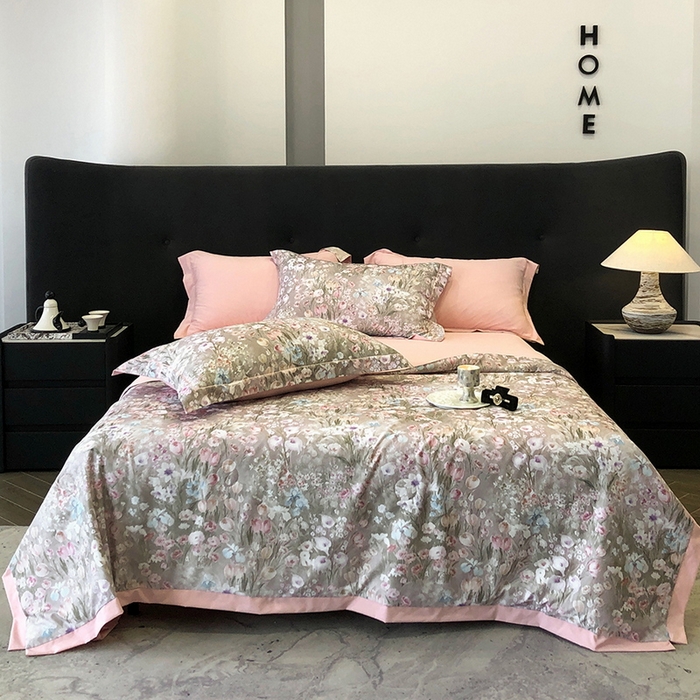 91家纺网 家纺一手货源 找家纺 立奥被业 2025新款雪纺纱夏被超柔数码印花夏被雪纺夏凉被 绽放-水粉